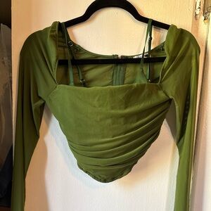 Elegant Green Long Sleeve Top